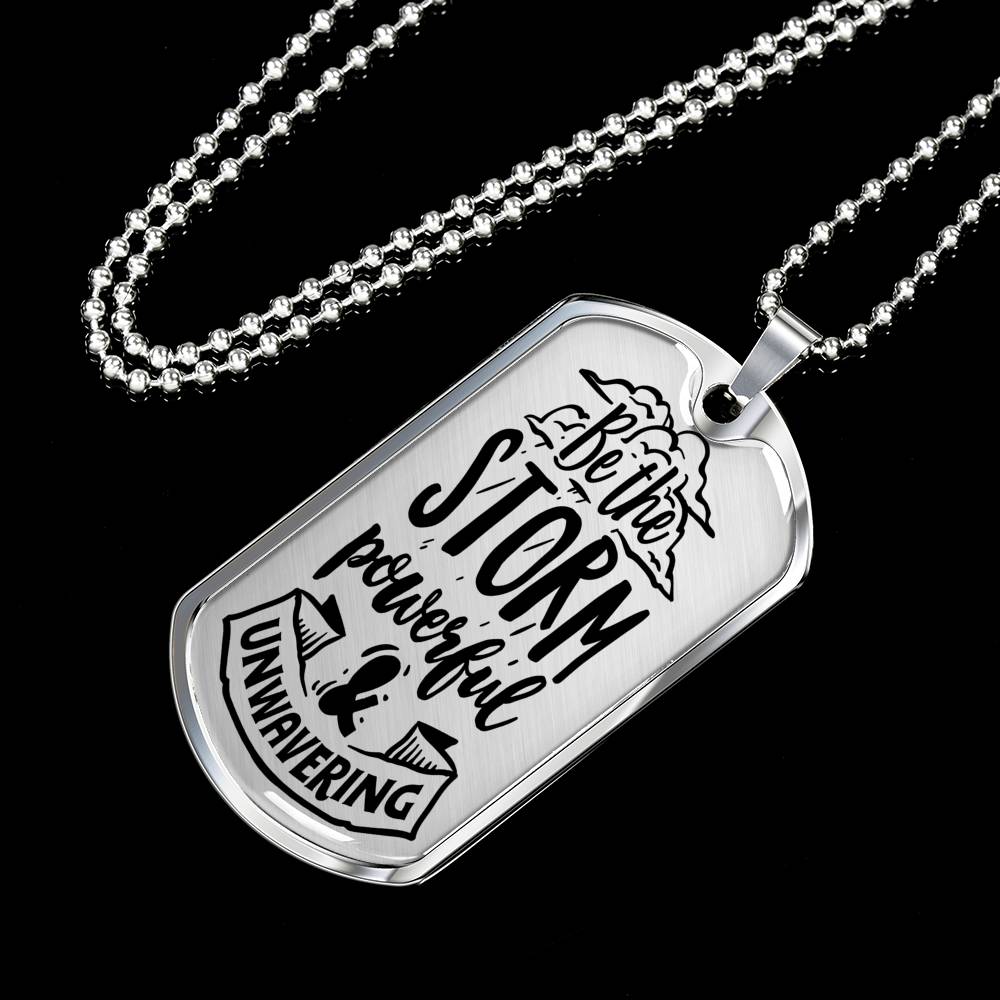 Powerful And Unwavering Necklace Inspirational Necklace Stainless Steel or 18k Gold Dog Tag 24" Chain-Express Your Love Gifts