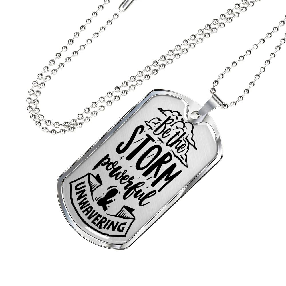 Powerful And Unwavering Necklace Inspirational Necklace Stainless Steel or 18k Gold Dog Tag 24" Chain-Express Your Love Gifts