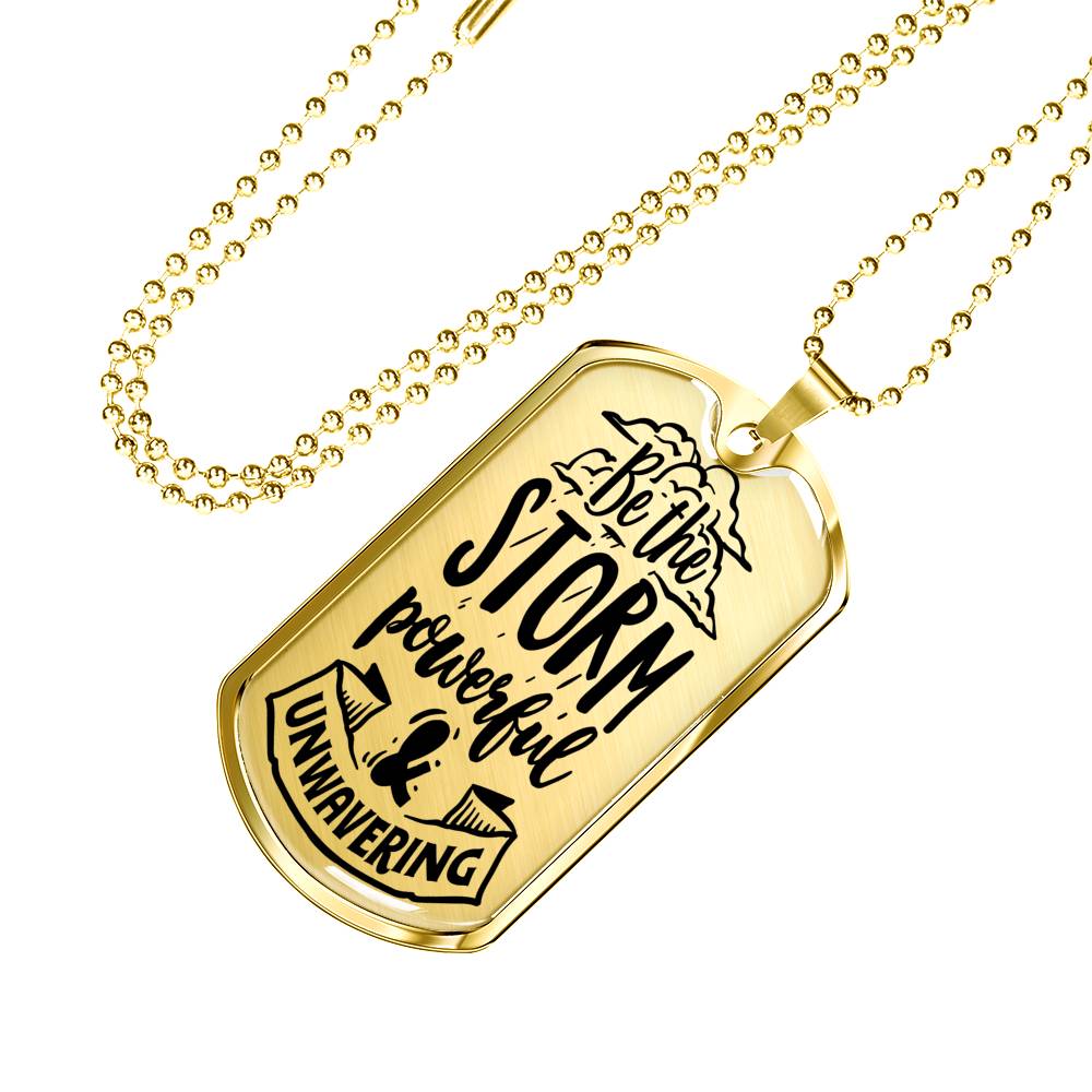 Powerful And Unwavering Necklace Inspirational Necklace Stainless Steel or 18k Gold Dog Tag 24" Chain-Express Your Love Gifts