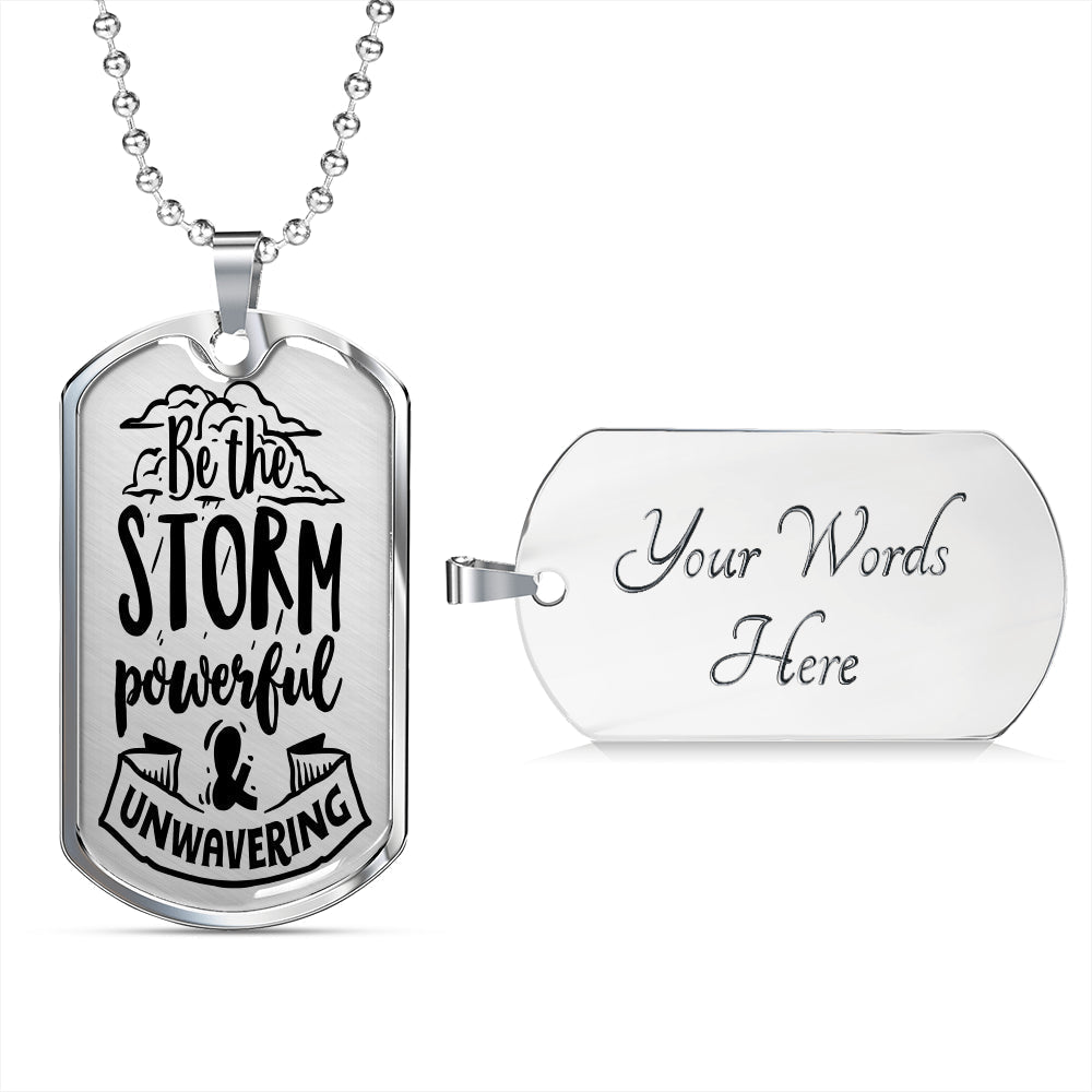 Powerful And Unwavering Necklace Inspirational Necklace Stainless Steel or 18k Gold Dog Tag 24" Chain-Express Your Love Gifts