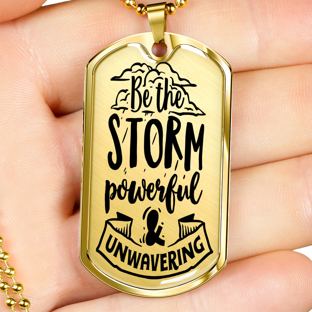 Powerful And Unwavering Necklace Inspirational Necklace Stainless Steel or 18k Gold Dog Tag 24" Chain-Express Your Love Gifts