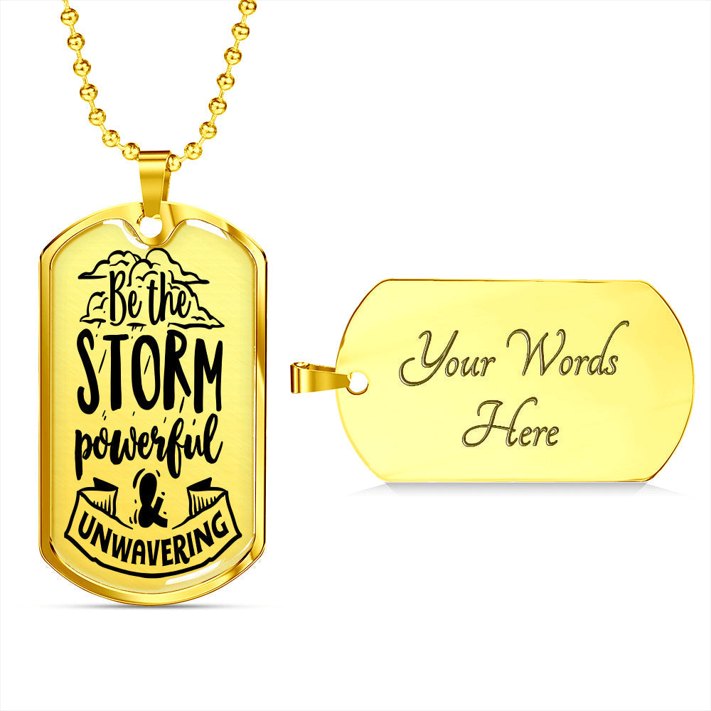 Powerful And Unwavering Necklace Inspirational Necklace Stainless Steel or 18k Gold Dog Tag 24" Chain-Express Your Love Gifts