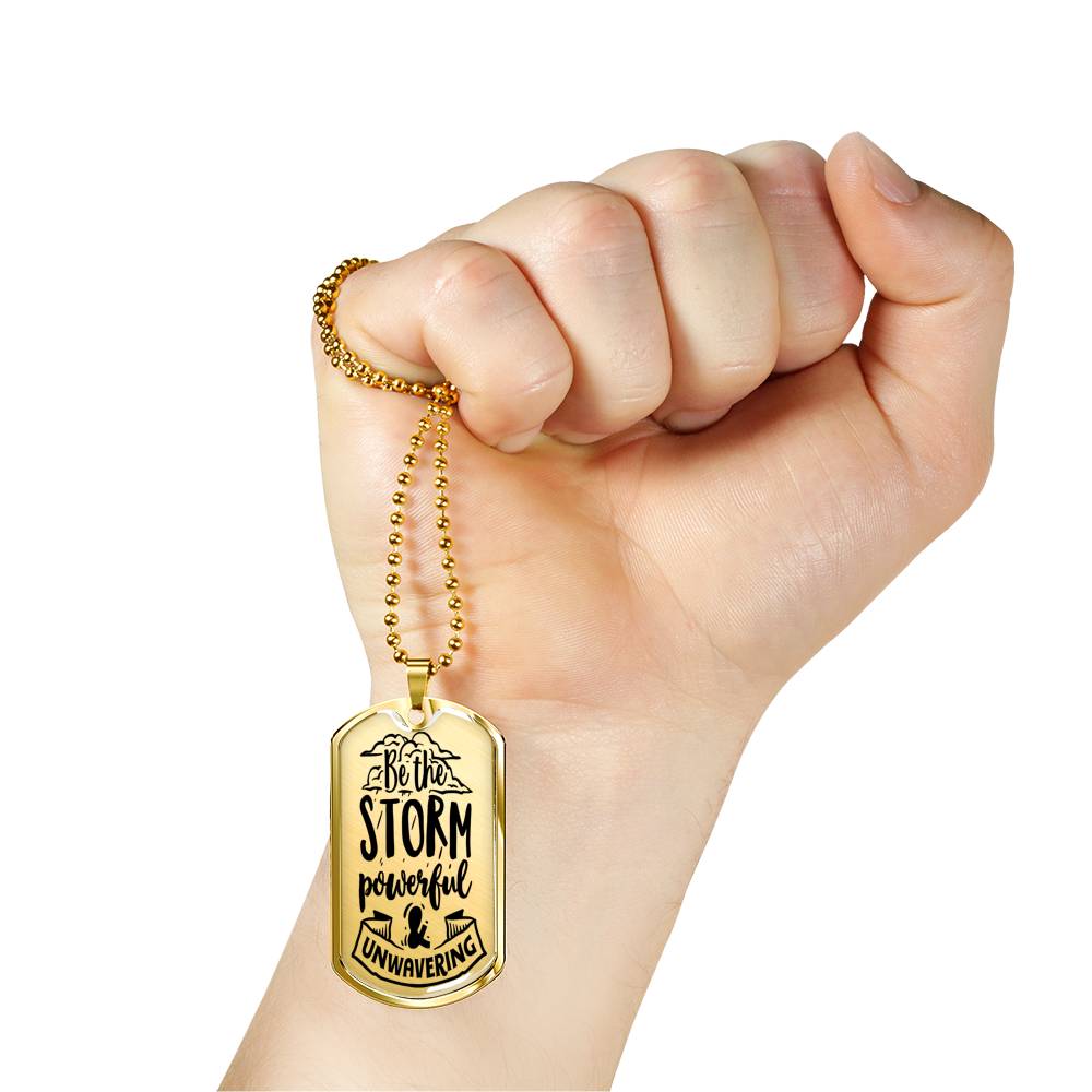 Powerful And Unwavering Necklace Inspirational Necklace Stainless Steel or 18k Gold Dog Tag 24" Chain-Express Your Love Gifts