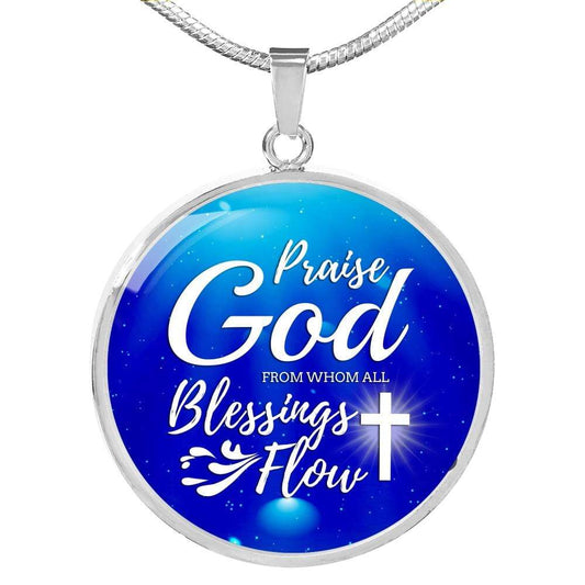 Praise God Circle Necklace Stainless Steel or 18k Gold 18-22" - Express Your Love Gifts