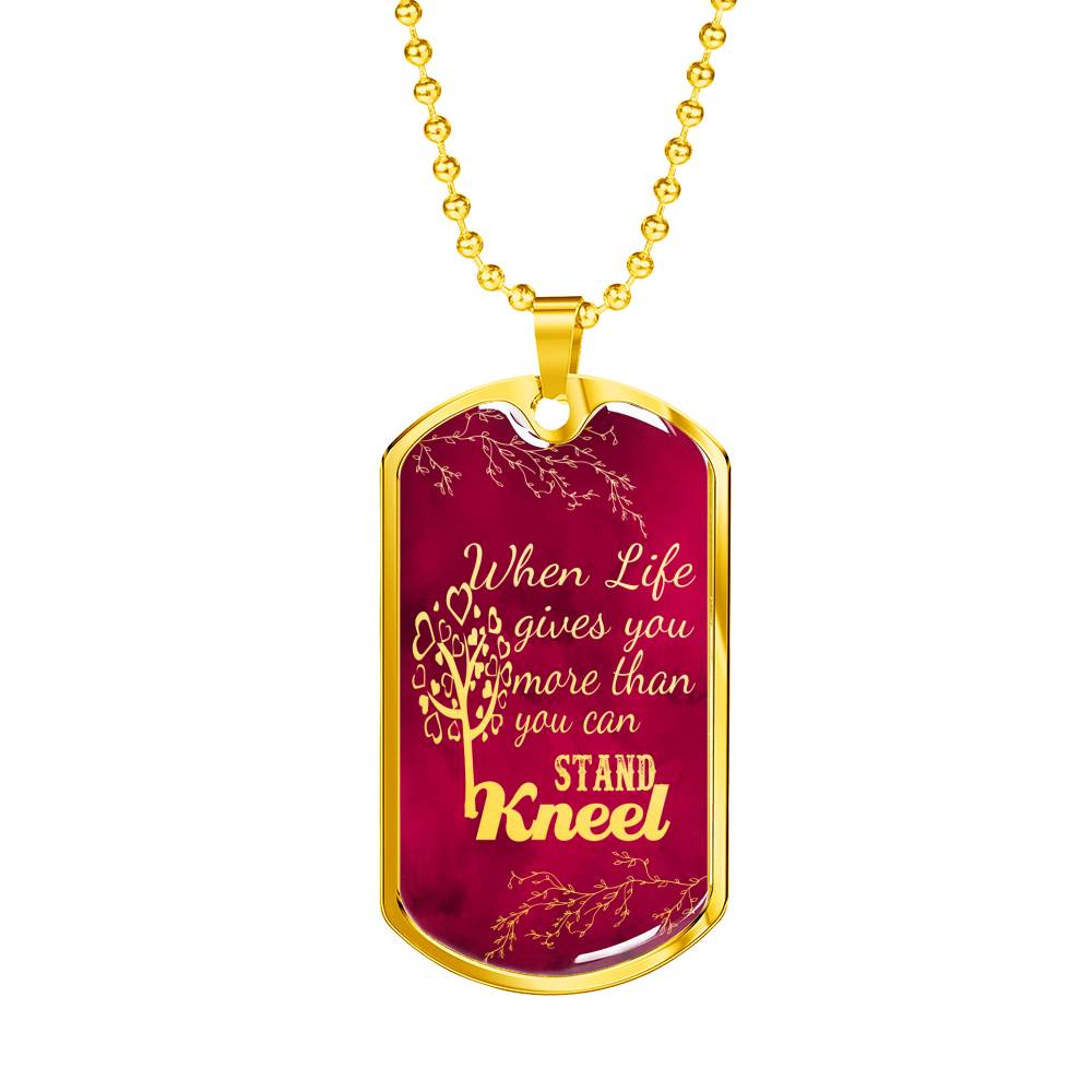 Pray Kneel Bible Necklace Necklace Stainless Steel or 18k Gold Dog Tag 24" Chain-Express Your Love Gifts