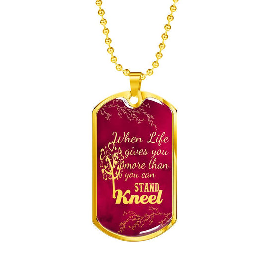Pray Kneel Bible Necklace Necklace Stainless Steel or 18k Gold Dog Tag 24" Chain-Express Your Love Gifts