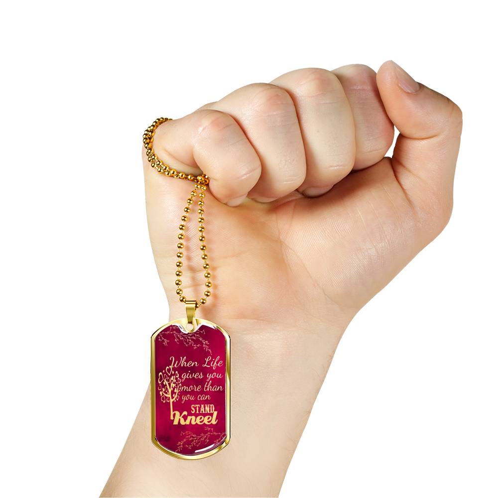 Pray Kneel Bible Necklace Necklace Stainless Steel or 18k Gold Dog Tag 24" Chain-Express Your Love Gifts