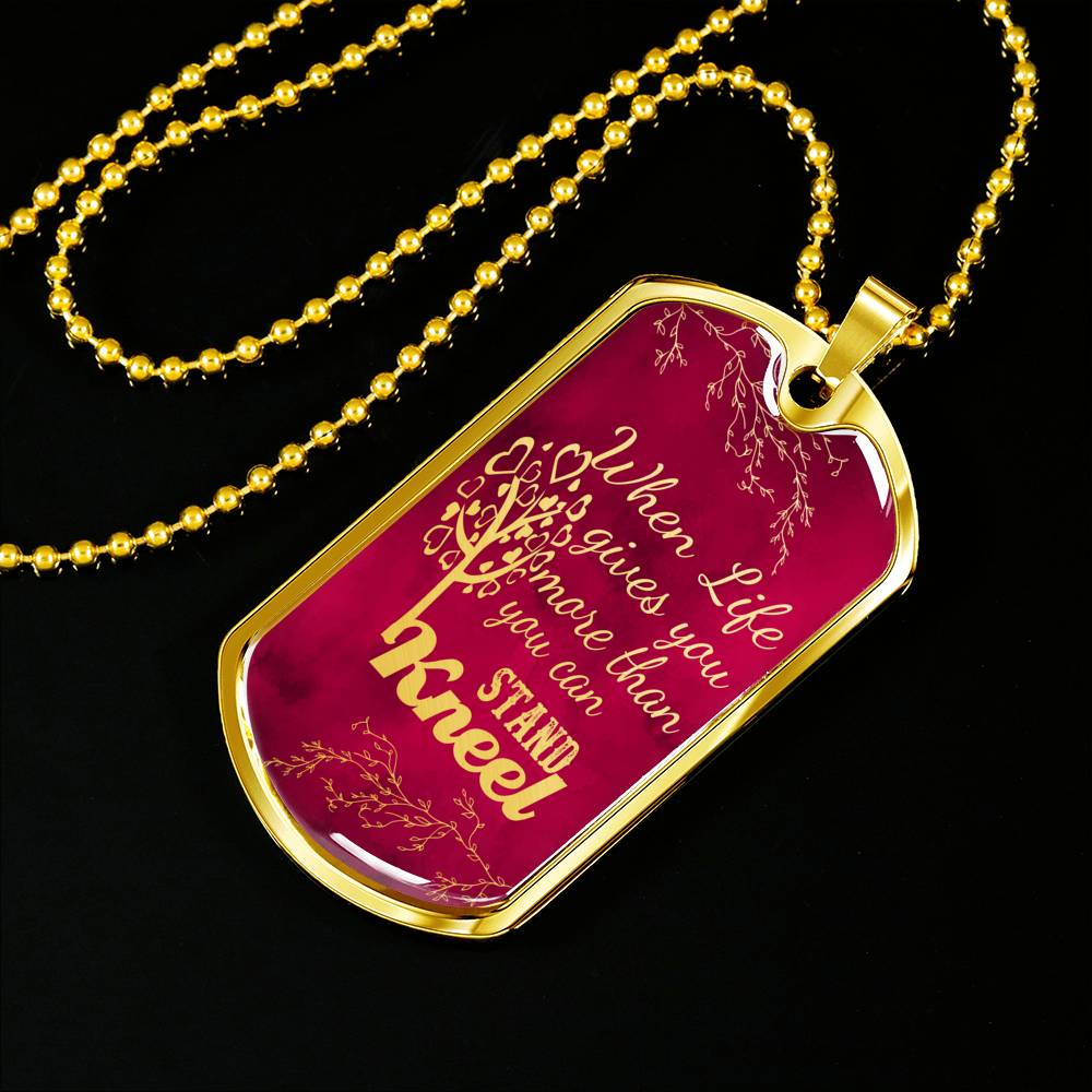 Pray Kneel Bible Necklace Necklace Stainless Steel or 18k Gold Dog Tag 24" Chain-Express Your Love Gifts