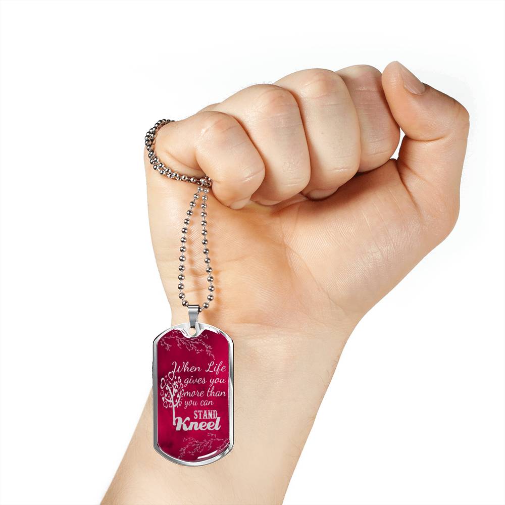 Pray Kneel Bible Necklace Necklace Stainless Steel or 18k Gold Dog Tag 24" Chain-Express Your Love Gifts