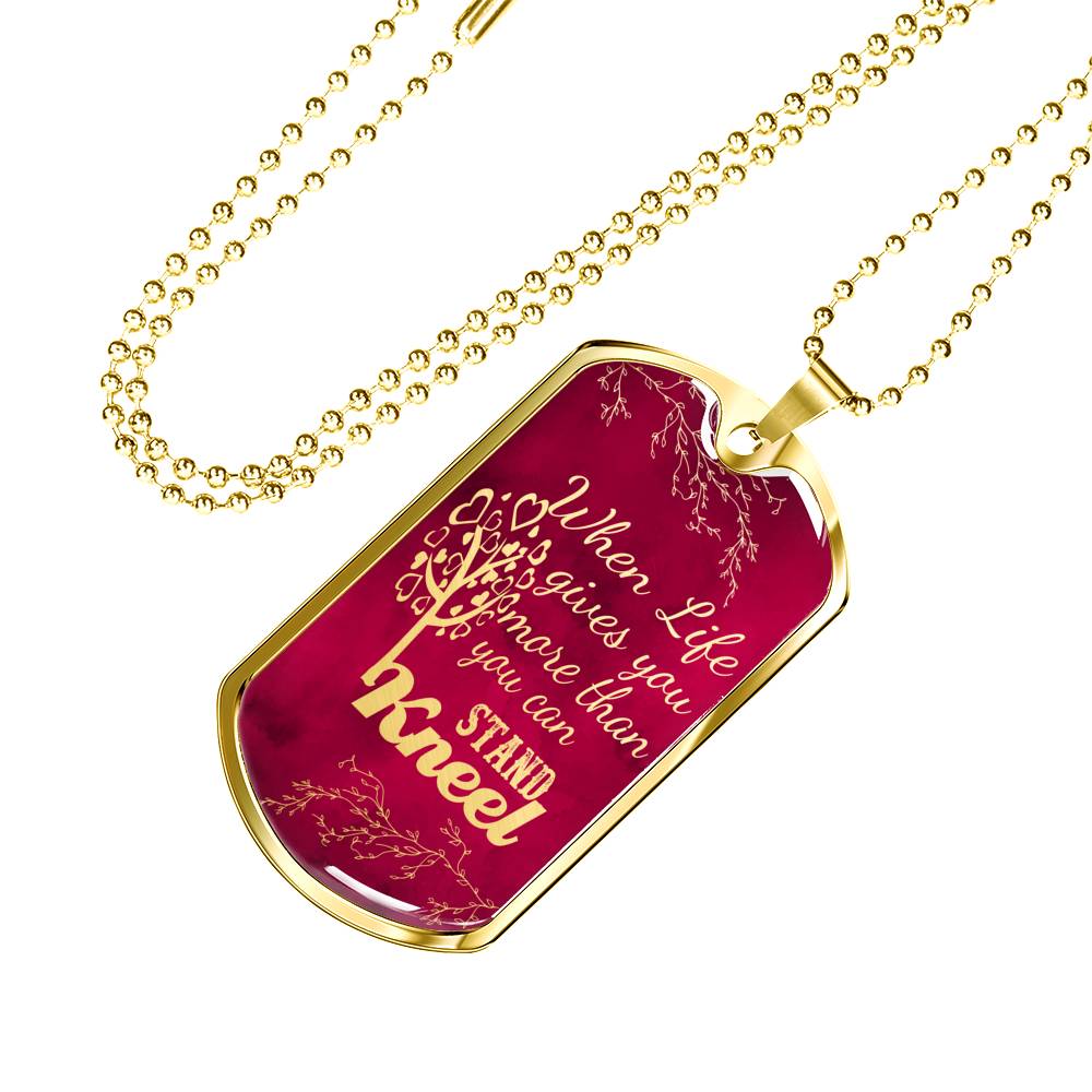 Pray Kneel Bible Necklace Necklace Stainless Steel or 18k Gold Dog Tag 24" Chain-Express Your Love Gifts