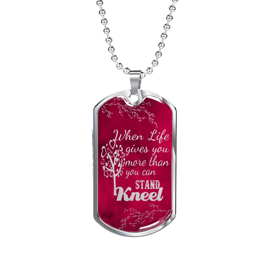 Pray Kneel Bible Necklace Necklace Stainless Steel or 18k Gold Dog Tag 24" Chain-Express Your Love Gifts