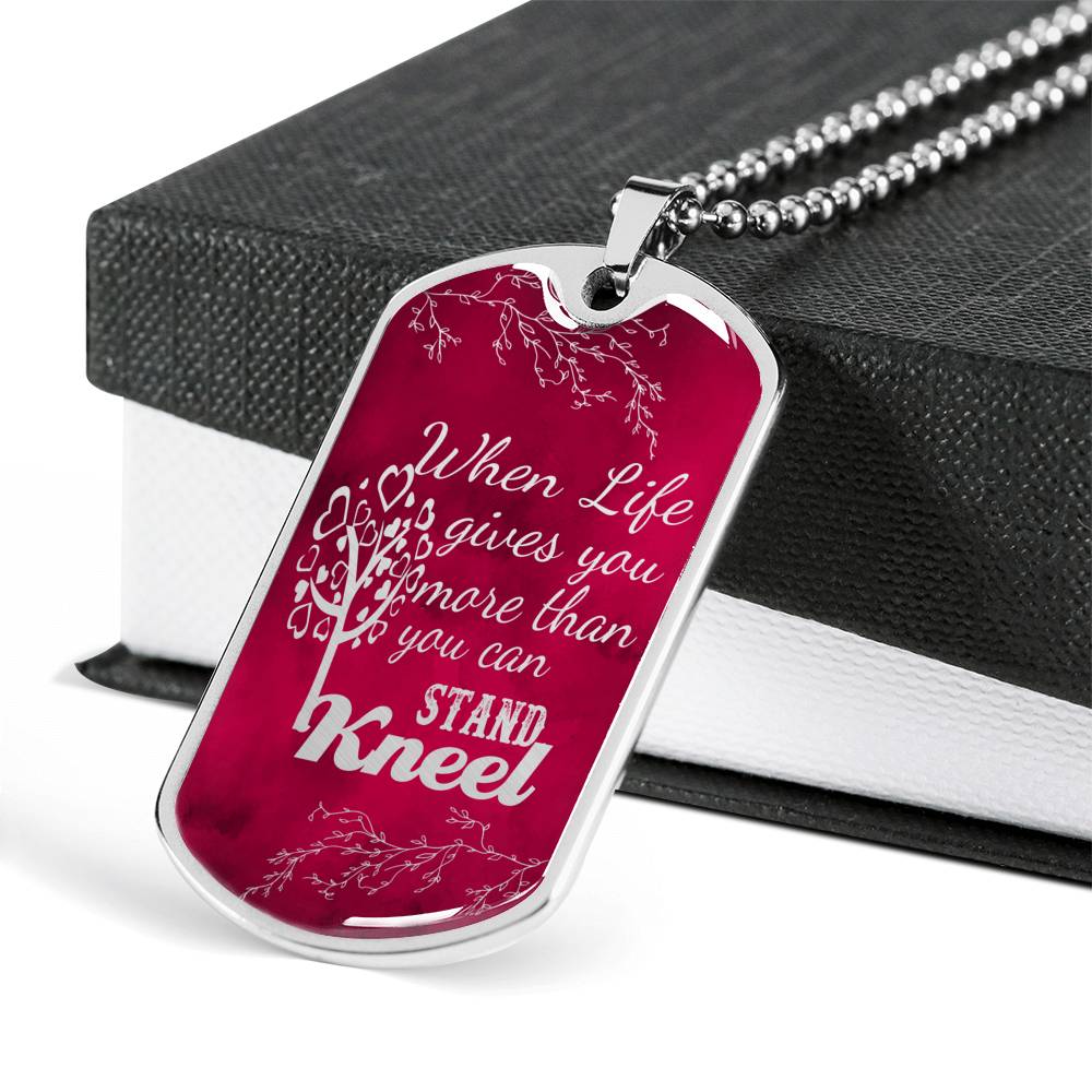Pray Kneel Bible Necklace Necklace Stainless Steel or 18k Gold Dog Tag 24" Chain-Express Your Love Gifts