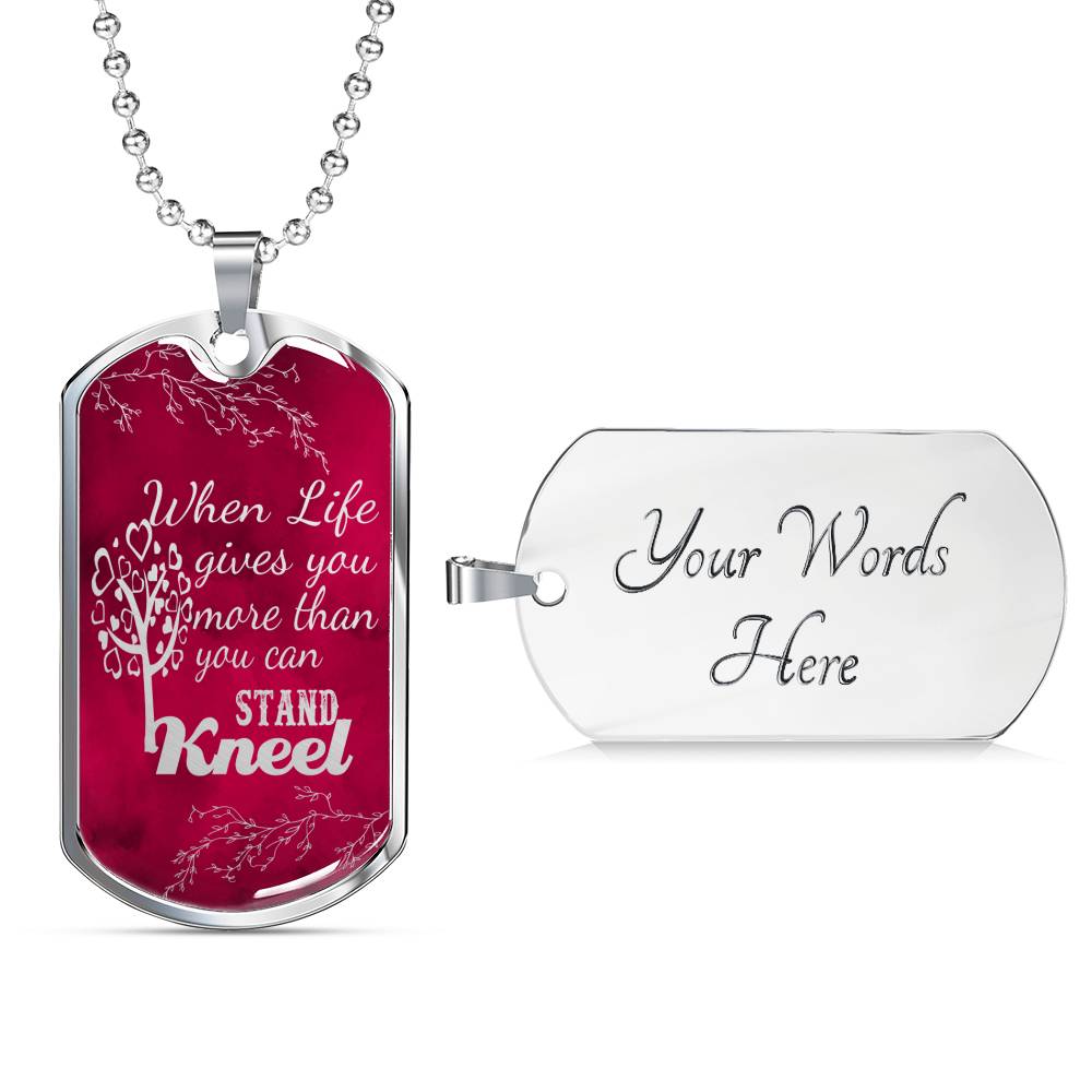 Pray Kneel Bible Necklace Necklace Stainless Steel or 18k Gold Dog Tag 24" Chain-Express Your Love Gifts