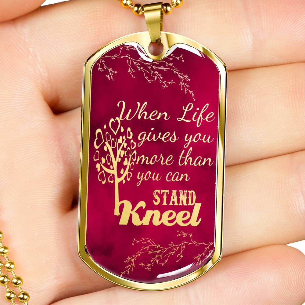 Pray Kneel Bible Necklace Necklace Stainless Steel or 18k Gold Dog Tag 24" Chain-Express Your Love Gifts