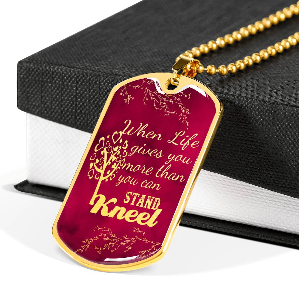 Pray Kneel Bible Necklace Necklace Stainless Steel or 18k Gold Dog Tag 24" Chain-Express Your Love Gifts