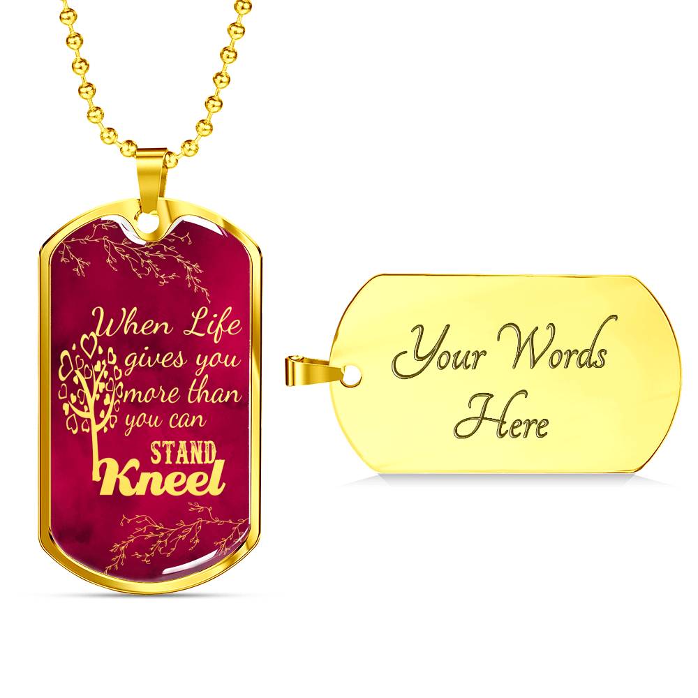 Pray Kneel Bible Necklace Necklace Stainless Steel or 18k Gold Dog Tag 24" Chain-Express Your Love Gifts