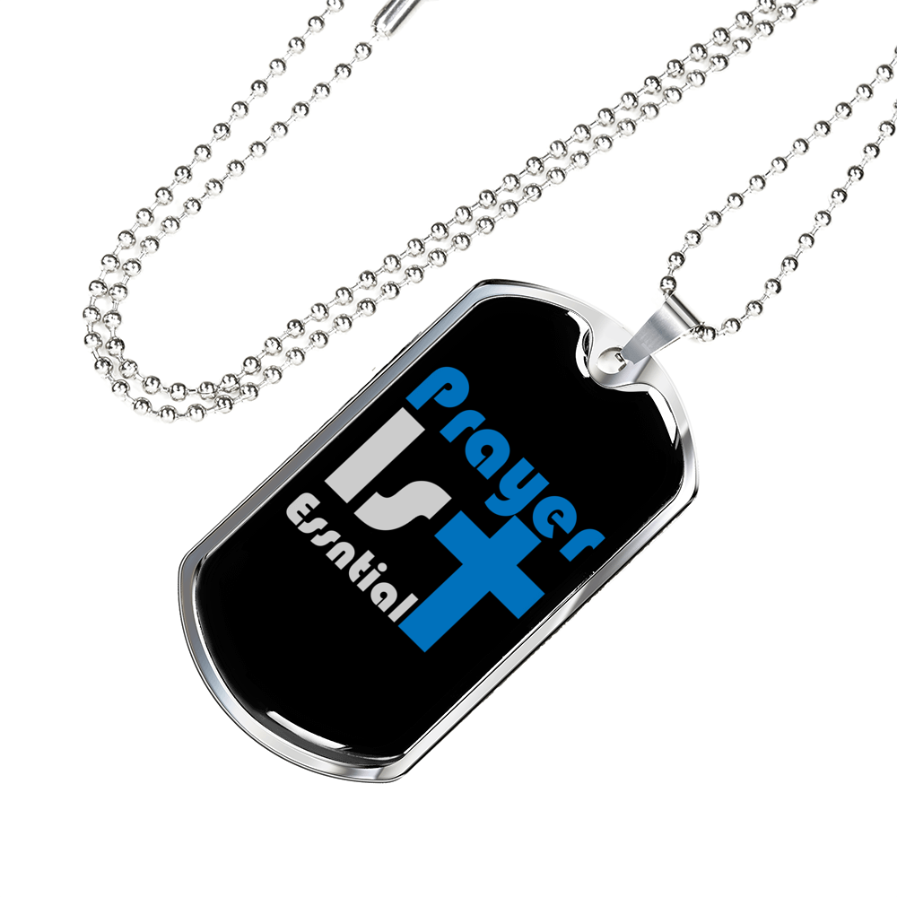 Prayer 1st Christian Necklace Stainless Steel or 18k Gold Dog Tag 24" Chain-Express Your Love Gifts