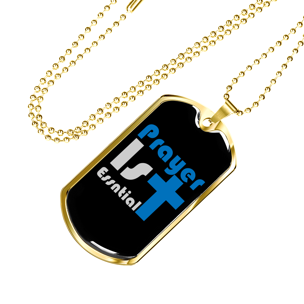 Prayer 1st Christian Necklace Stainless Steel or 18k Gold Dog Tag 24" Chain-Express Your Love Gifts