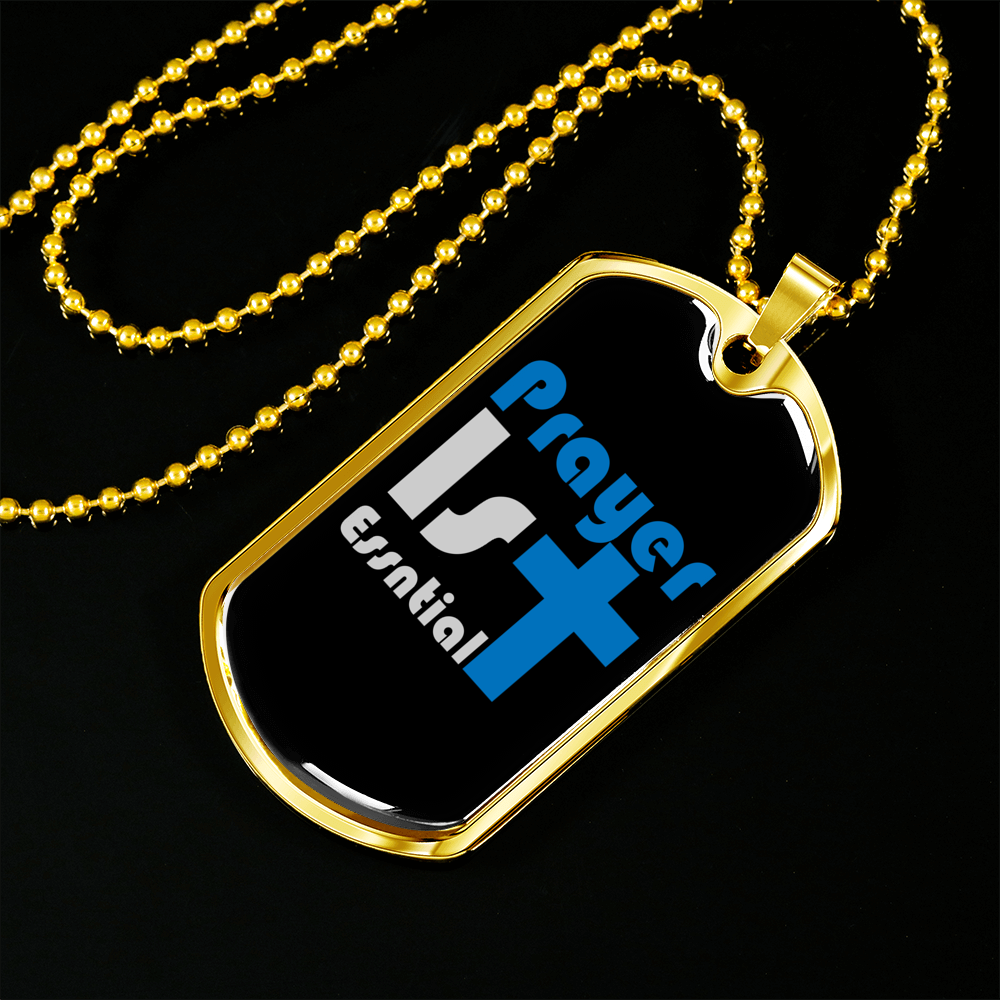 Prayer 1st Christian Necklace Stainless Steel or 18k Gold Dog Tag 24" Chain-Express Your Love Gifts