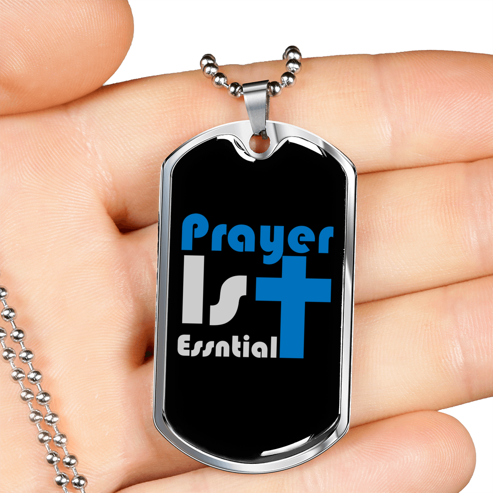 Prayer 1st Christian Necklace Stainless Steel or 18k Gold Dog Tag 24" Chain-Express Your Love Gifts
