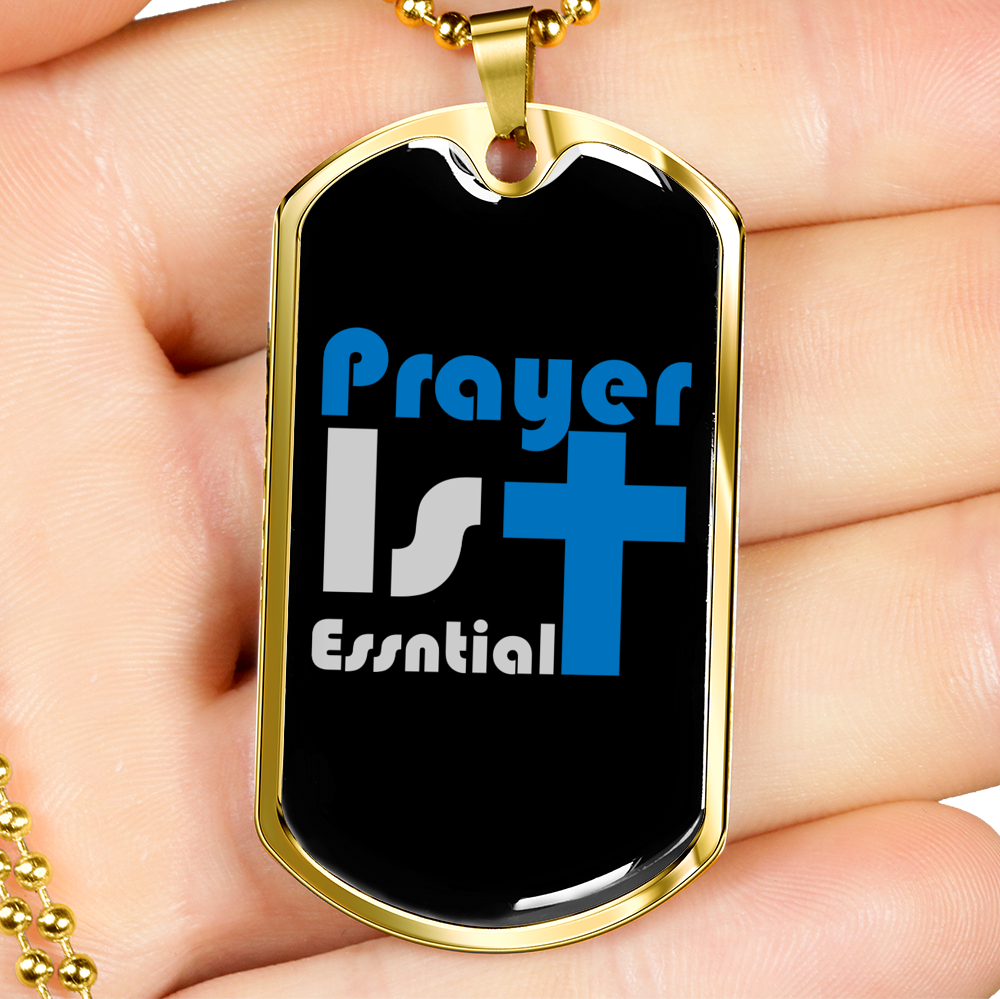 Prayer 1st Christian Necklace Stainless Steel or 18k Gold Dog Tag 24" Chain-Express Your Love Gifts