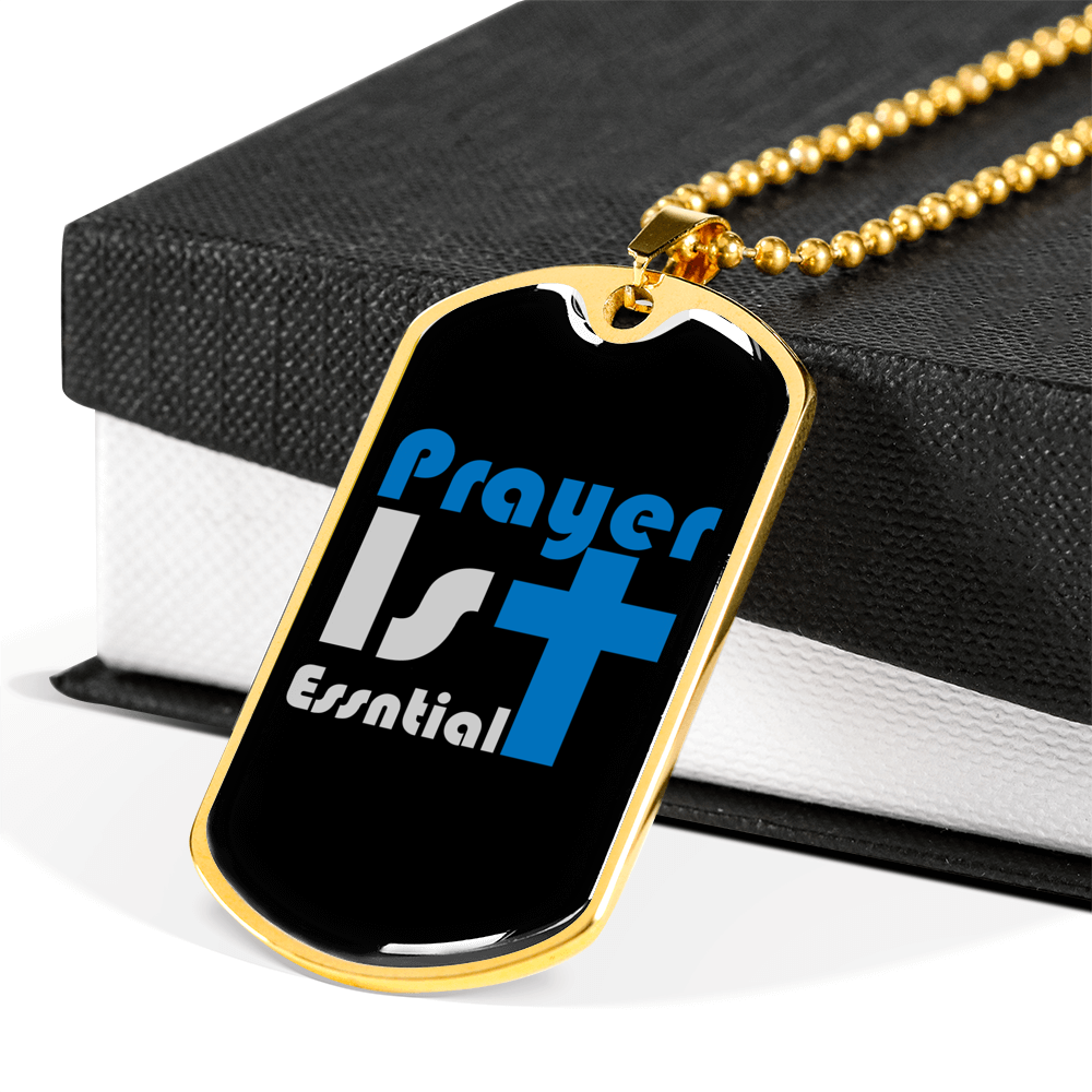Prayer 1st Christian Necklace Stainless Steel or 18k Gold Dog Tag 24" Chain-Express Your Love Gifts