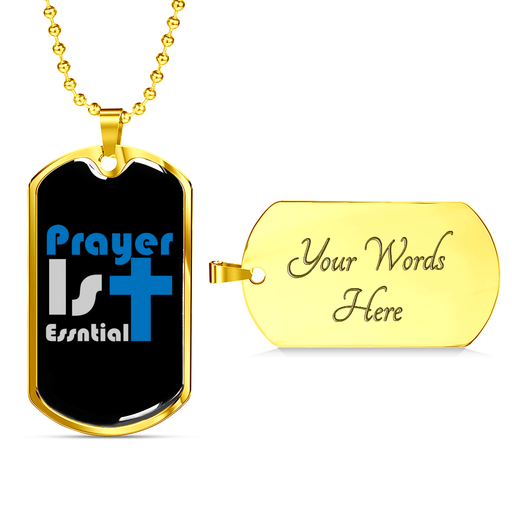 Prayer 1st Christian Necklace Stainless Steel or 18k Gold Dog Tag 24" Chain-Express Your Love Gifts