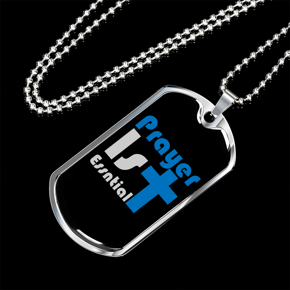 Prayer 1st Christian Necklace Stainless Steel or 18k Gold Dog Tag 24" Chain-Express Your Love Gifts