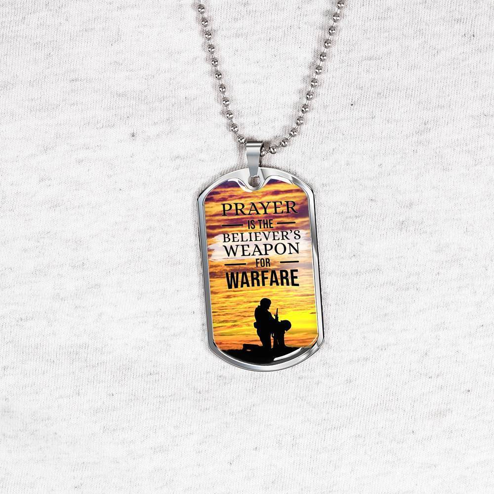 Prayer Christian Gift Stainless Steel or 18k Gold Dog Tag 24" Chain-Express Your Love Gifts