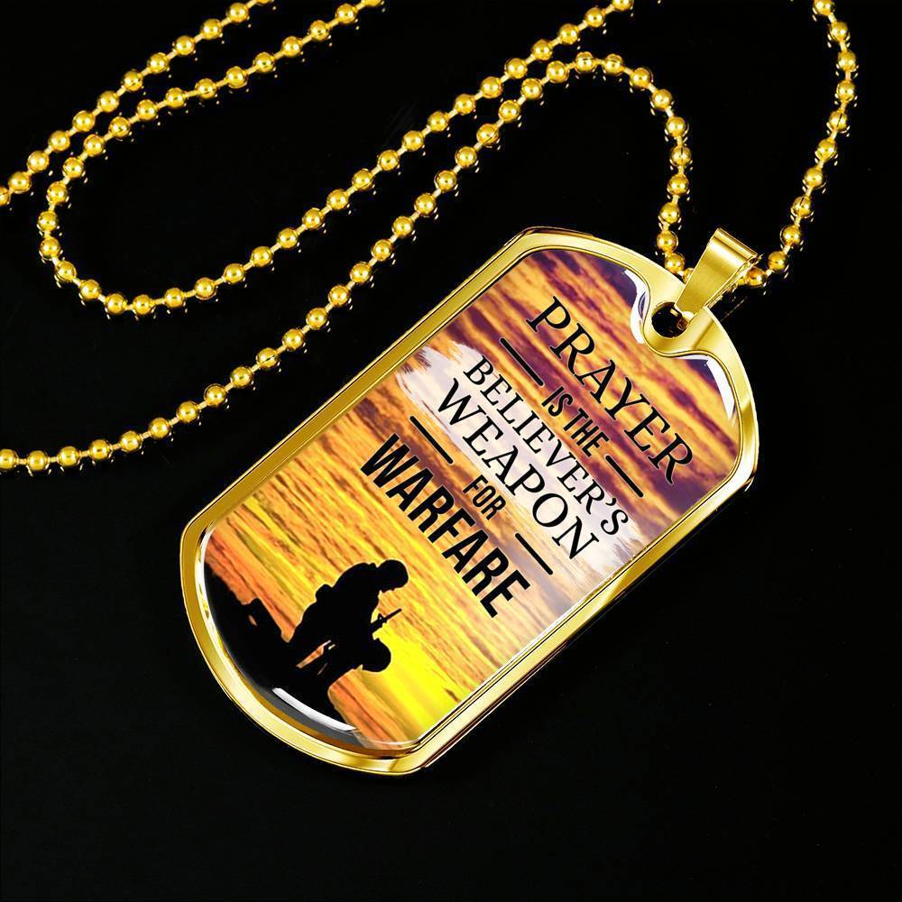 Prayer Christian Gift Stainless Steel or 18k Gold Dog Tag 24" Chain-Express Your Love Gifts