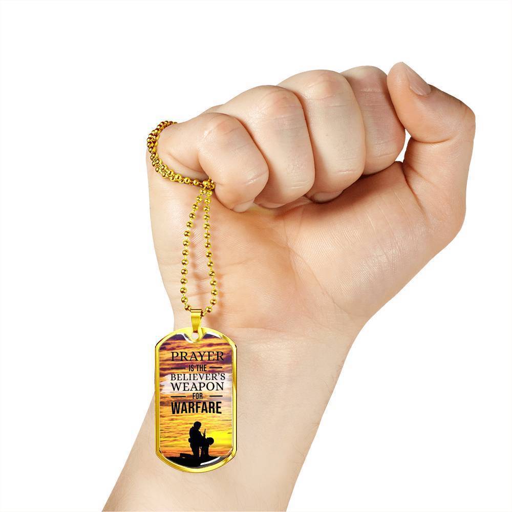 Prayer Christian Gift Stainless Steel or 18k Gold Dog Tag 24" Chain-Express Your Love Gifts