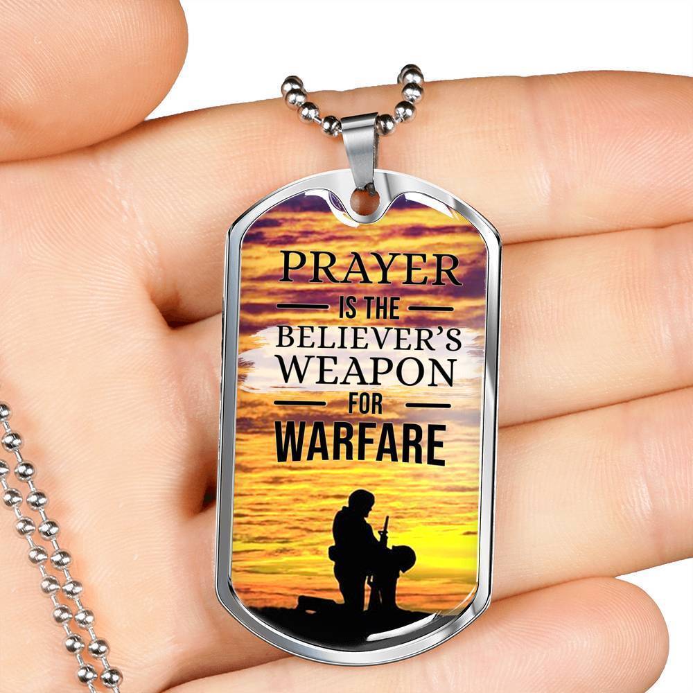 Prayer Christian Gift Stainless Steel or 18k Gold Dog Tag 24" Chain-Express Your Love Gifts