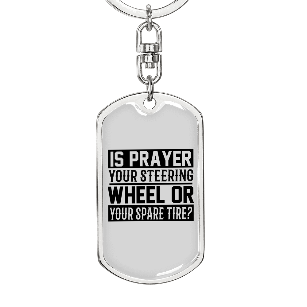 Prayer Steering Wheel Keychain Stainless Steel or 18k Gold Dog Tag Keyring-Express Your Love Gifts