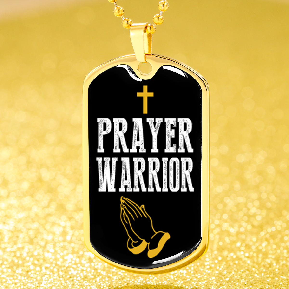 Prayer Warrior Luke 21:36 Necklace Stainless Steel or 18k Gold Dog Tag 24" Chain-Express Your Love Gifts