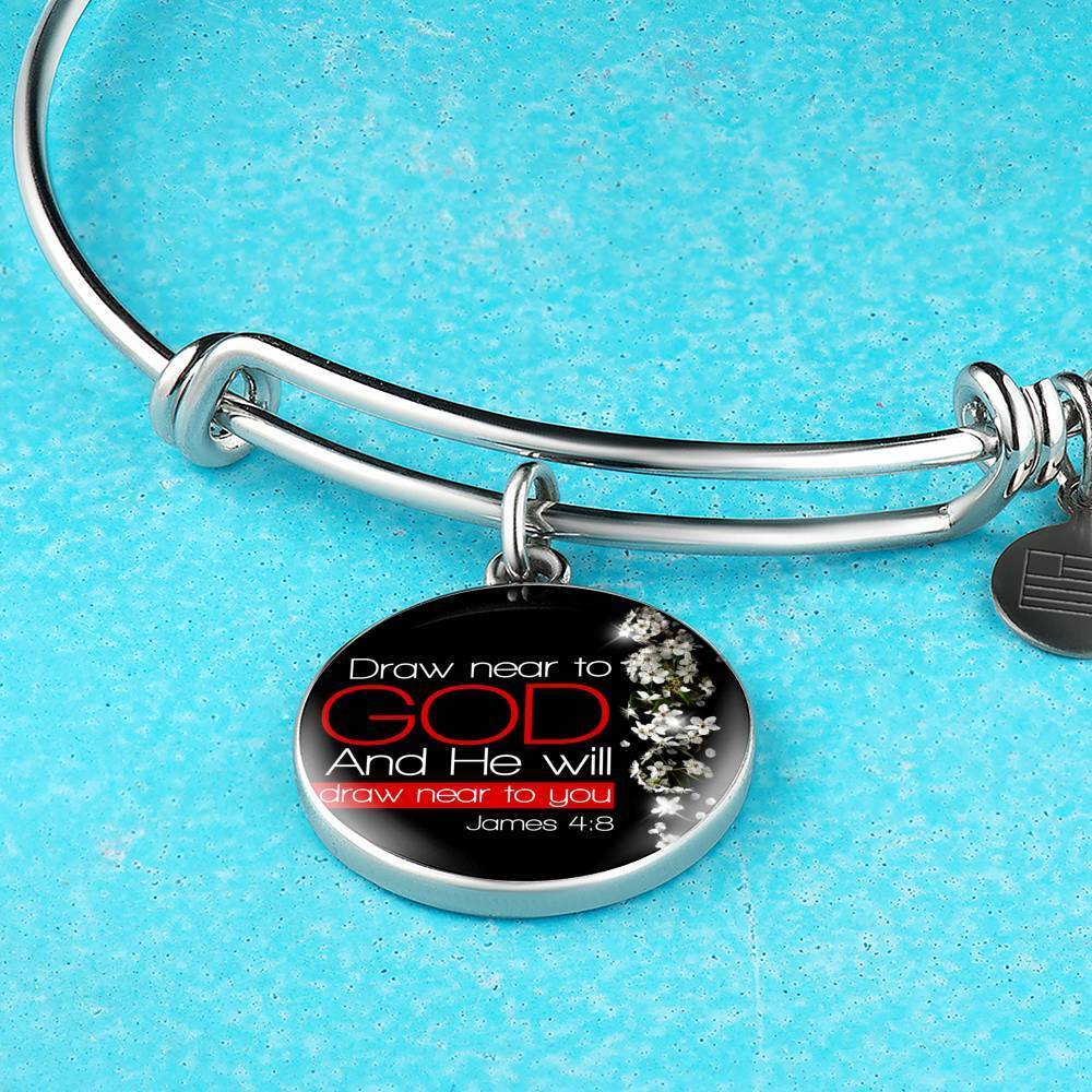 James 4:8  Draw Near to God  Christian Bracelet Circle Bangle