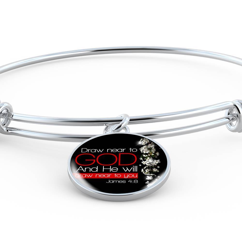 James 4:8  Draw Near to God  Christian Bracelet Circle Bangle