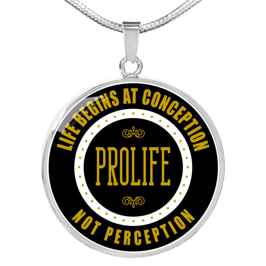 Prolife Life Begins At Conception Circle Necklace Stainless Steel or 18k Gold 18-22"-Express Your Love Gifts