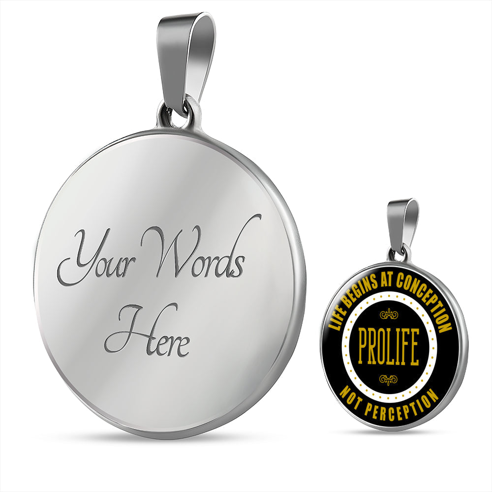 Prolife Life Begins At Conception Circle Necklace Stainless Steel or 18k Gold 18-22"-Express Your Love Gifts
