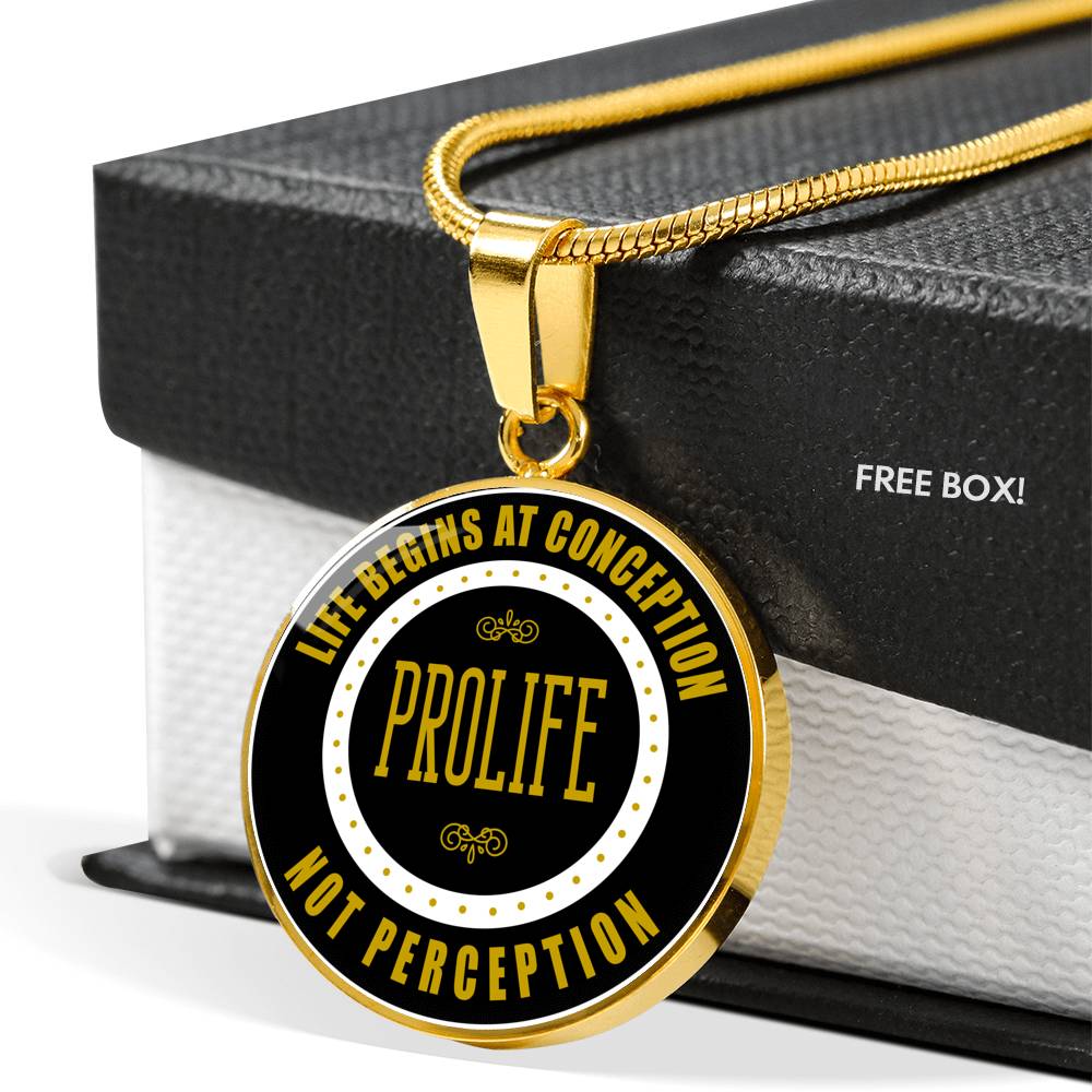 Prolife Life Begins At Conception Circle Necklace Stainless Steel or 18k Gold 18-22"-Express Your Love Gifts
