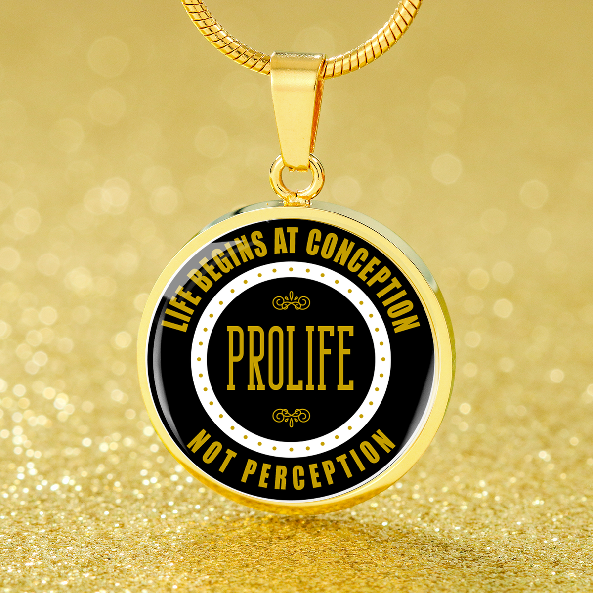 Prolife Life Begins At Conception Circle Necklace Stainless Steel or 18k Gold 18-22"-Express Your Love Gifts