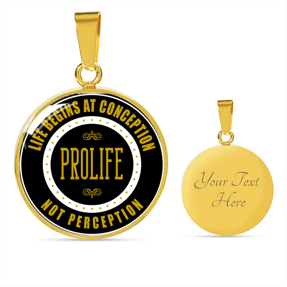 Prolife Life Begins At Conception Circle Necklace Stainless Steel or 18k Gold 18-22"-Express Your Love Gifts
