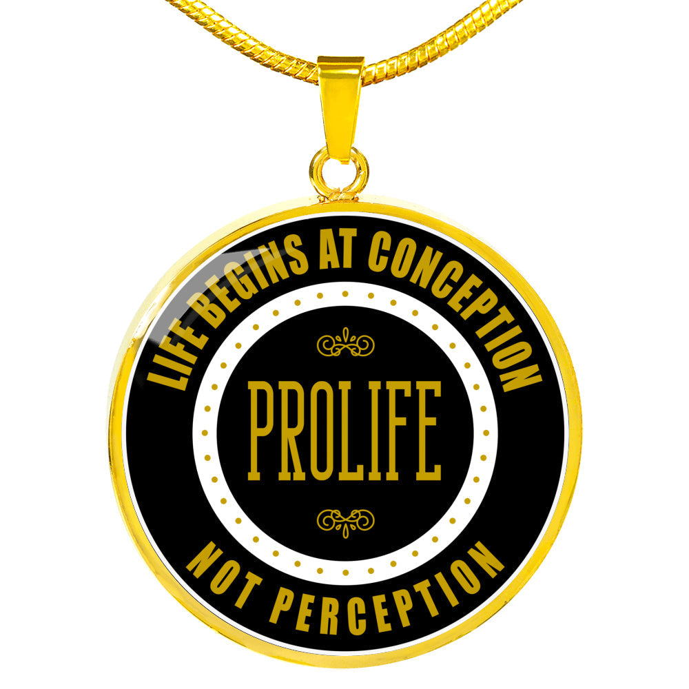 Prolife Life Begins At Conception Circle Necklace Stainless Steel or 18k Gold 18-22"-Express Your Love Gifts