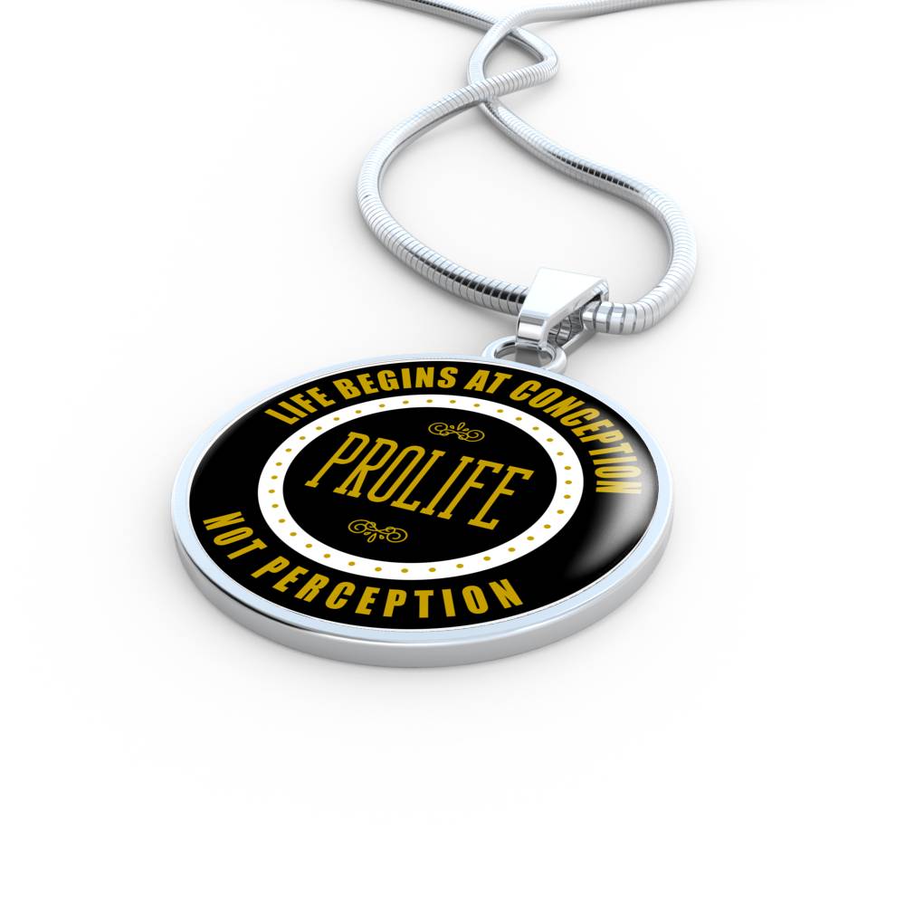 Prolife Life Begins At Conception Circle Necklace Stainless Steel or 18k Gold 18-22"-Express Your Love Gifts