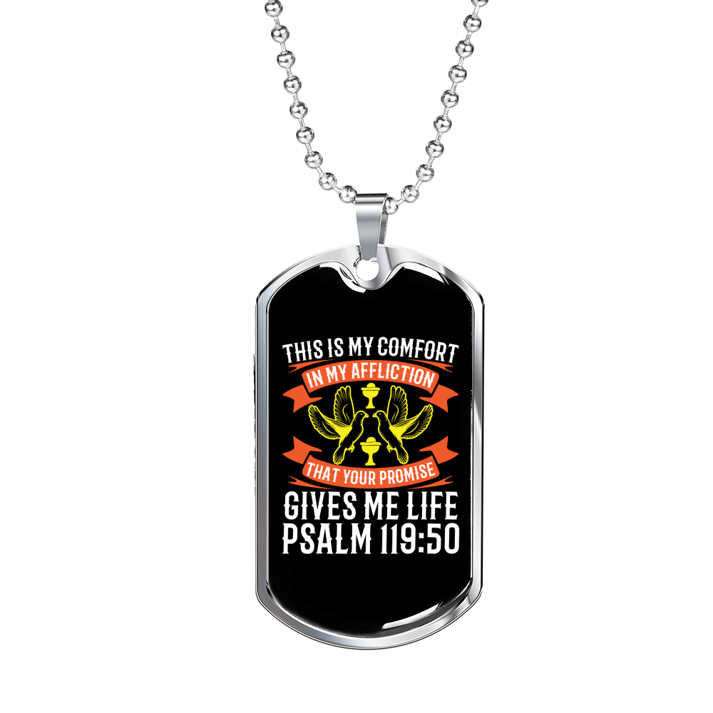 Promise Gives Life Christian Necklace Stainless Steel or 18k Gold Dog Tag 24" Chain-Express Your Love Gifts
