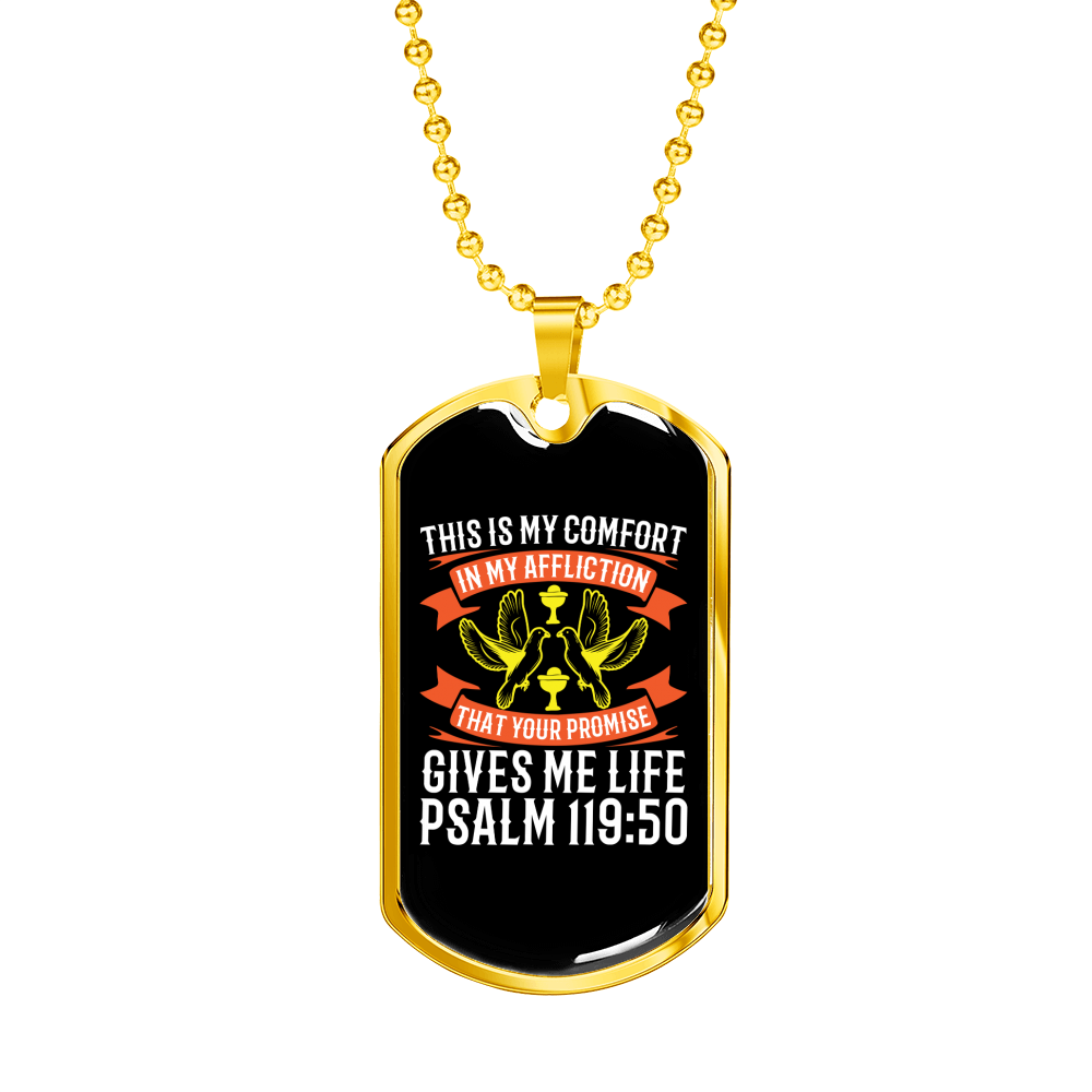 Promise Gives Life Christian Necklace Stainless Steel or 18k Gold Dog Tag 24" Chain-Express Your Love Gifts