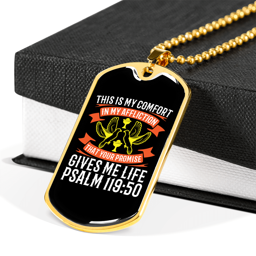 Promise Gives Life Christian Necklace Stainless Steel or 18k Gold Dog Tag 24" Chain-Express Your Love Gifts