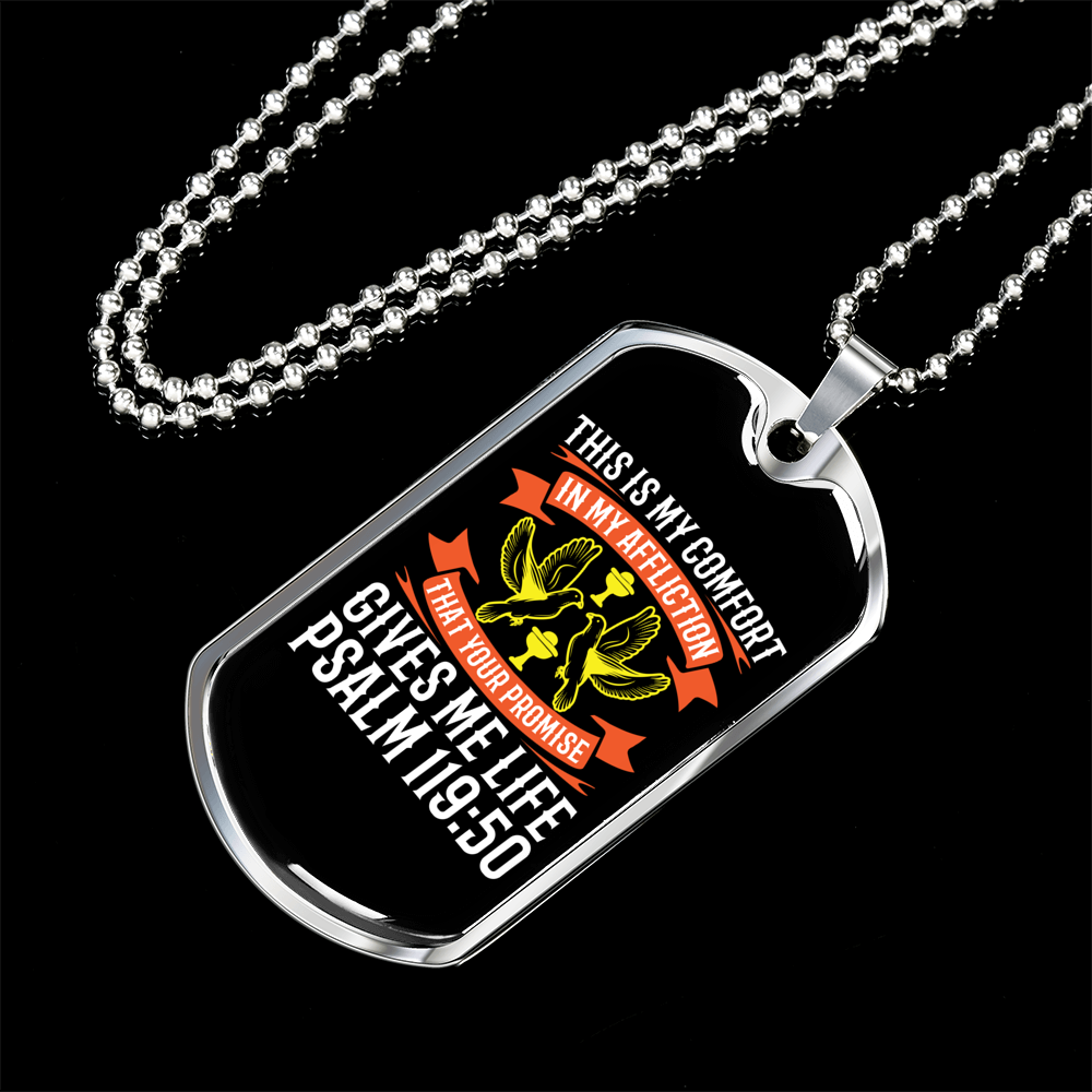 Promise Gives Life Christian Necklace Stainless Steel or 18k Gold Dog Tag 24" Chain-Express Your Love Gifts