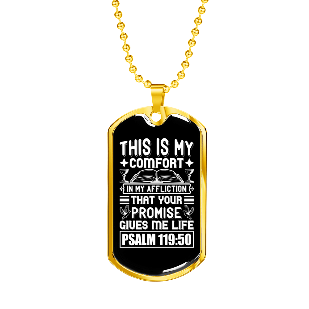 Promise Gives Me Life Christian Necklace Stainless Steel or 18k Gold Dog Tag 24" Chain-Express Your Love Gifts