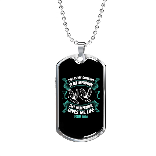 Promise Me Life Christian Necklace Stainless Steel or 18k Gold Dog Tag 24" Chain-Express Your Love Gifts