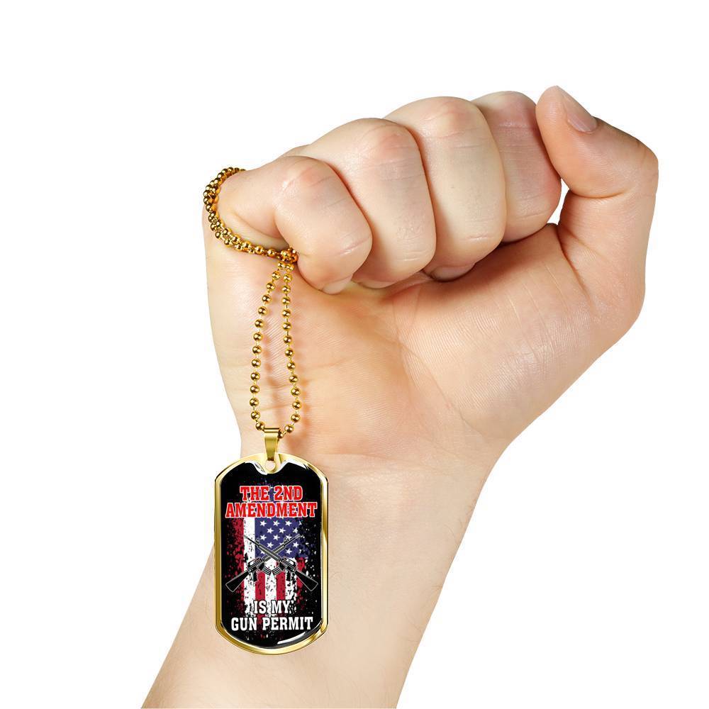 Protect My 2Nd Amendment Dog Tag Stainless Steel or 18k Gold 24" Chain - Express Your Love Gifts